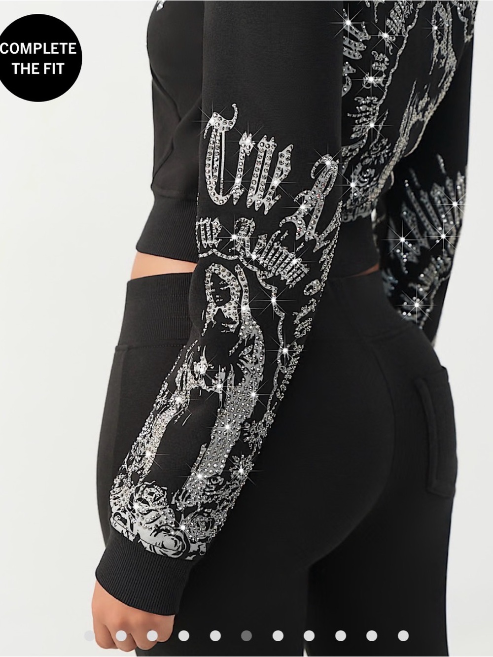 True Religion Tracksuit with Silver Rhinestone Graphic